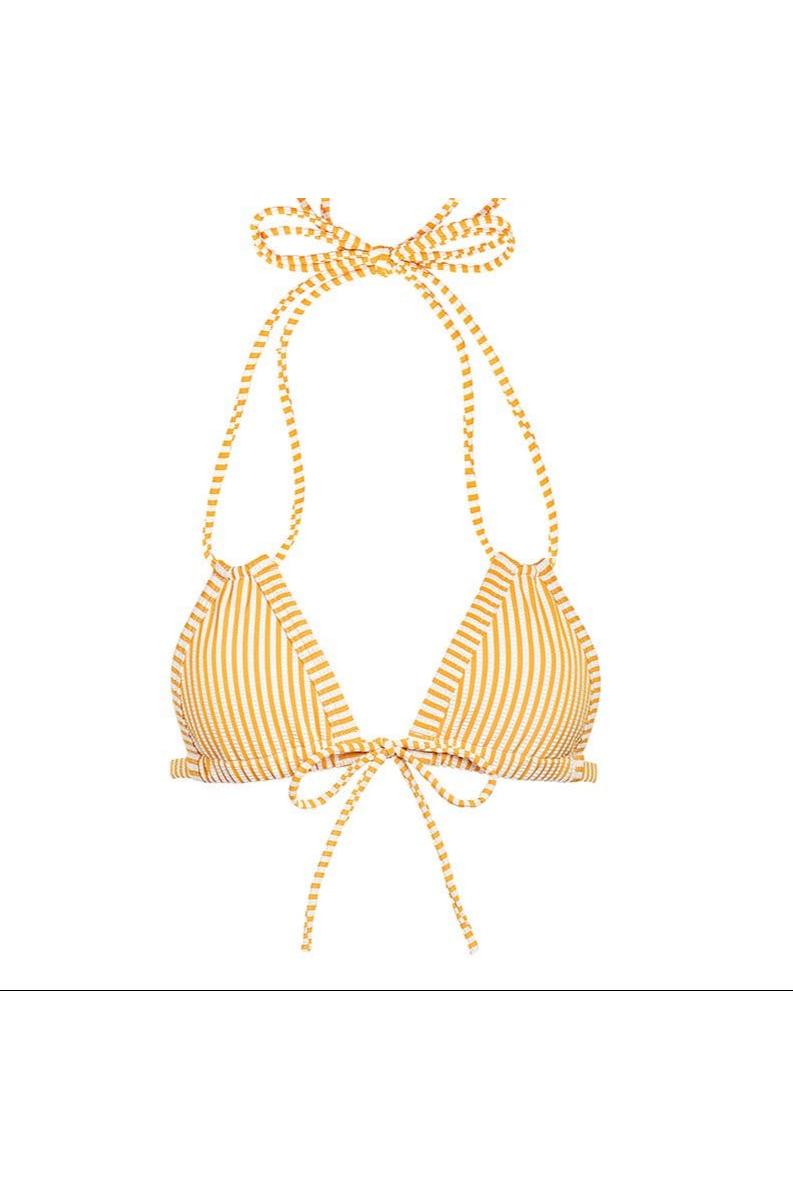 Canary Stripe Euro Bow Bikini Top