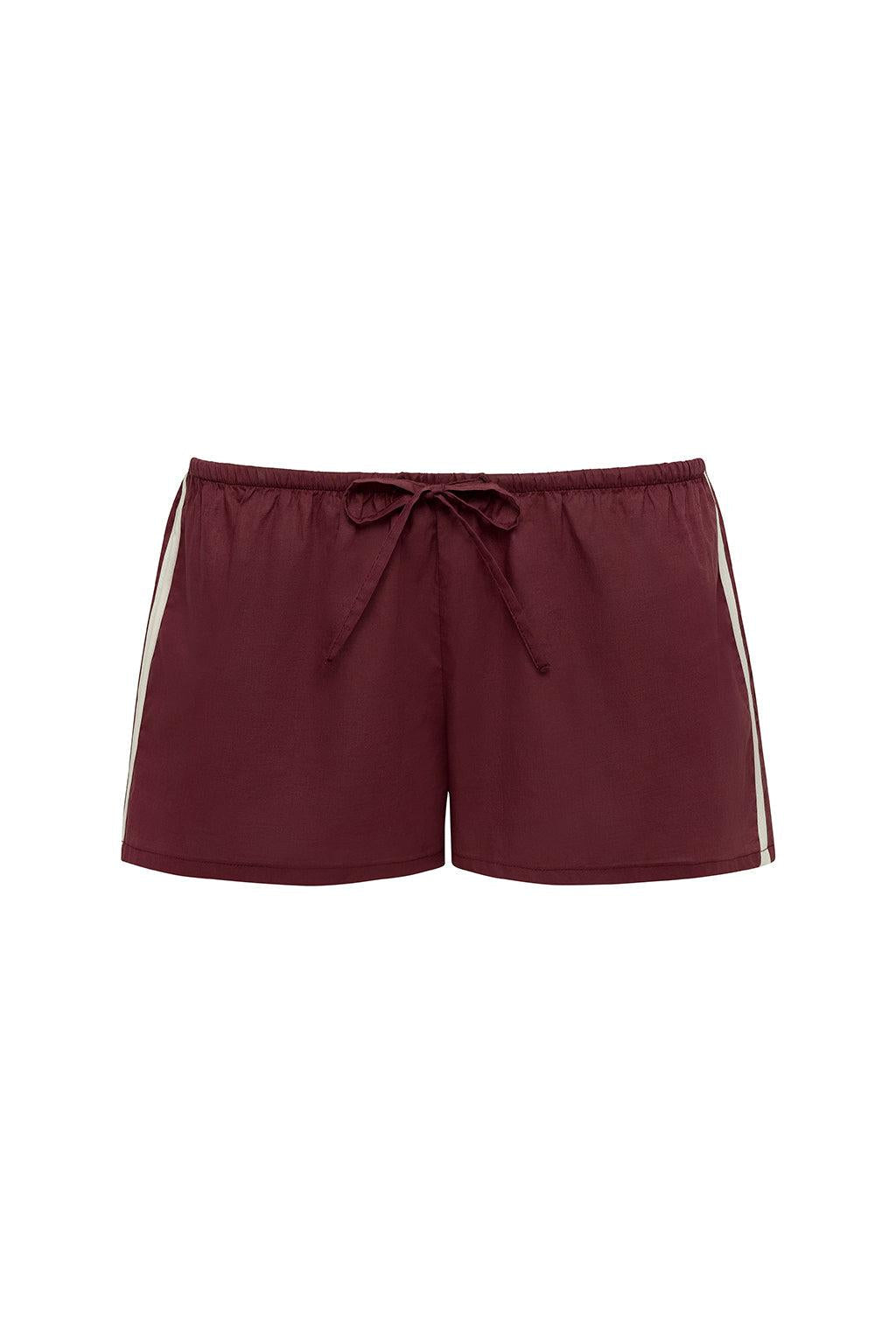 Maroon Sporty Low-Rise Drawstring Short