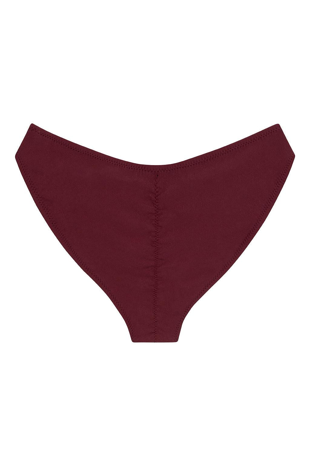 Maroon Added Coverage Sporty Lulu (Zig-Zag Stitch) Bikini Bottom