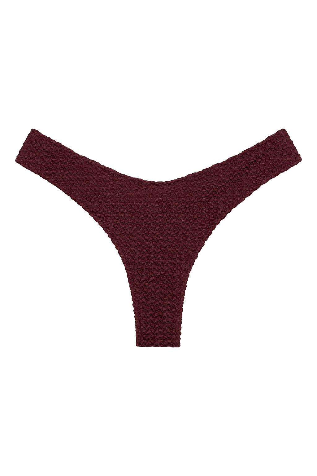 Maroon Crochet Added Coverage Lulu (Zig-Zag Stitch) Bikini Bottom