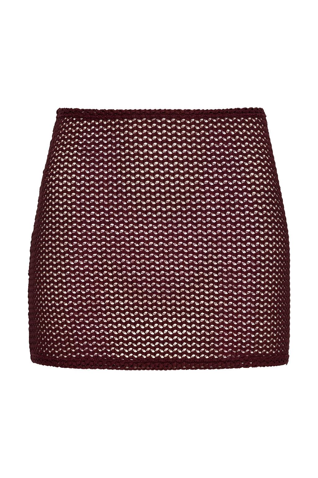 Maroon Crochet Micro Skirt