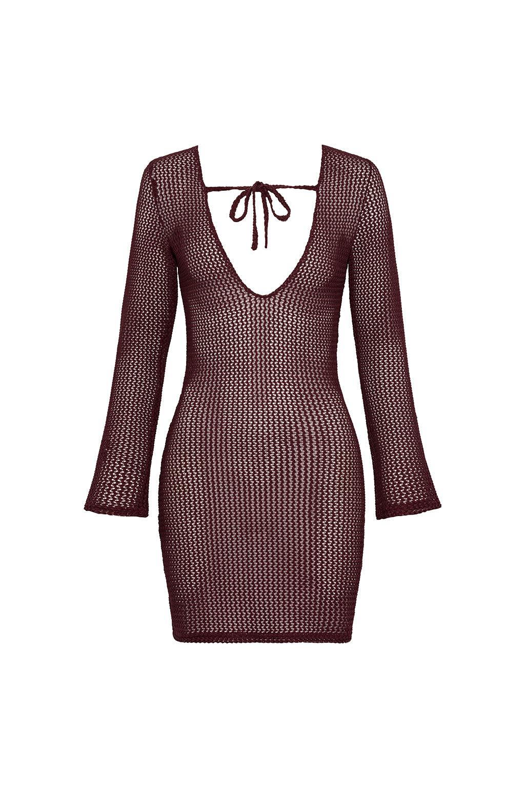 Maroon Crochet Sophia Dress