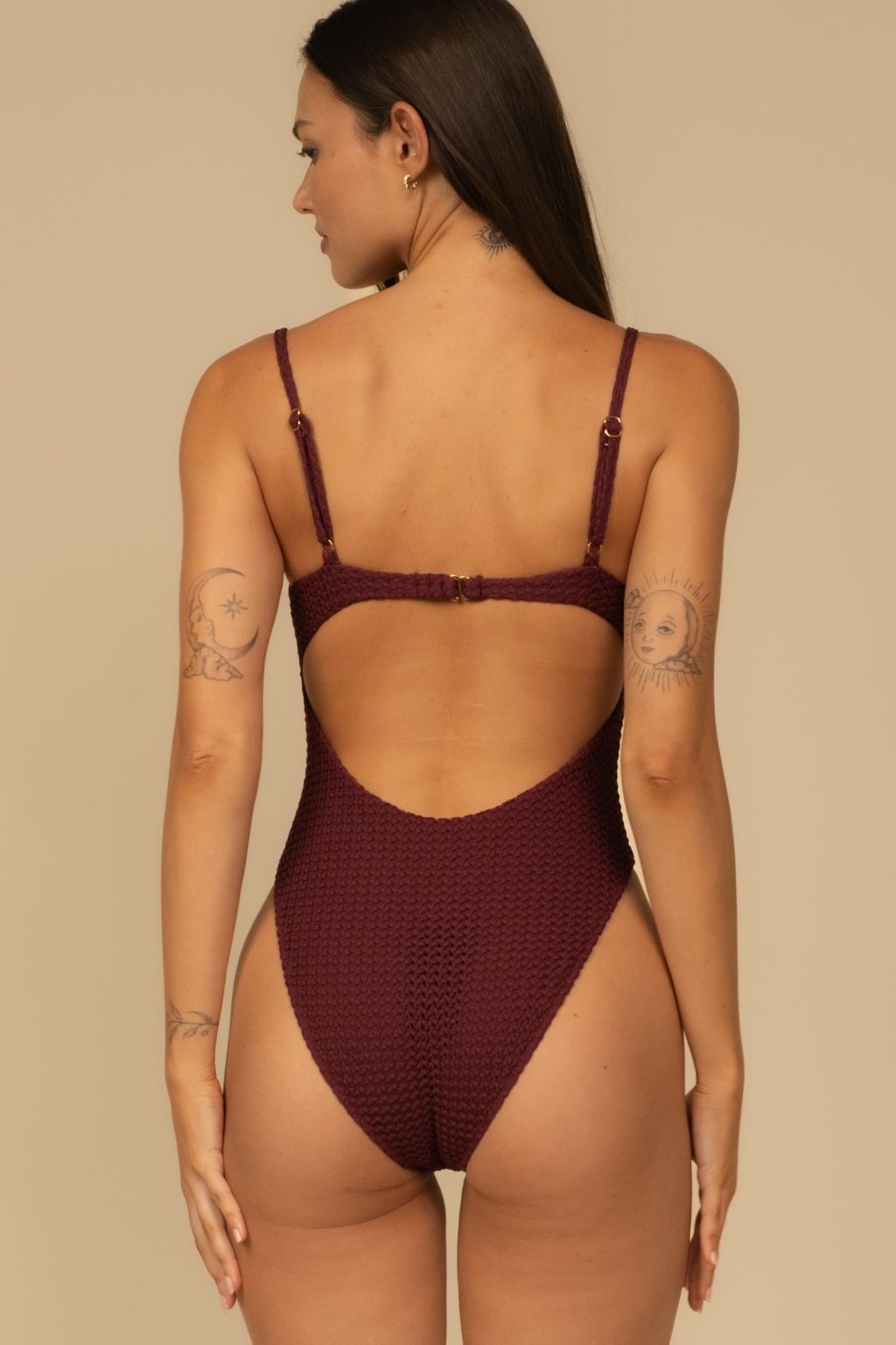 Maroon Crochet Petal One-Piece