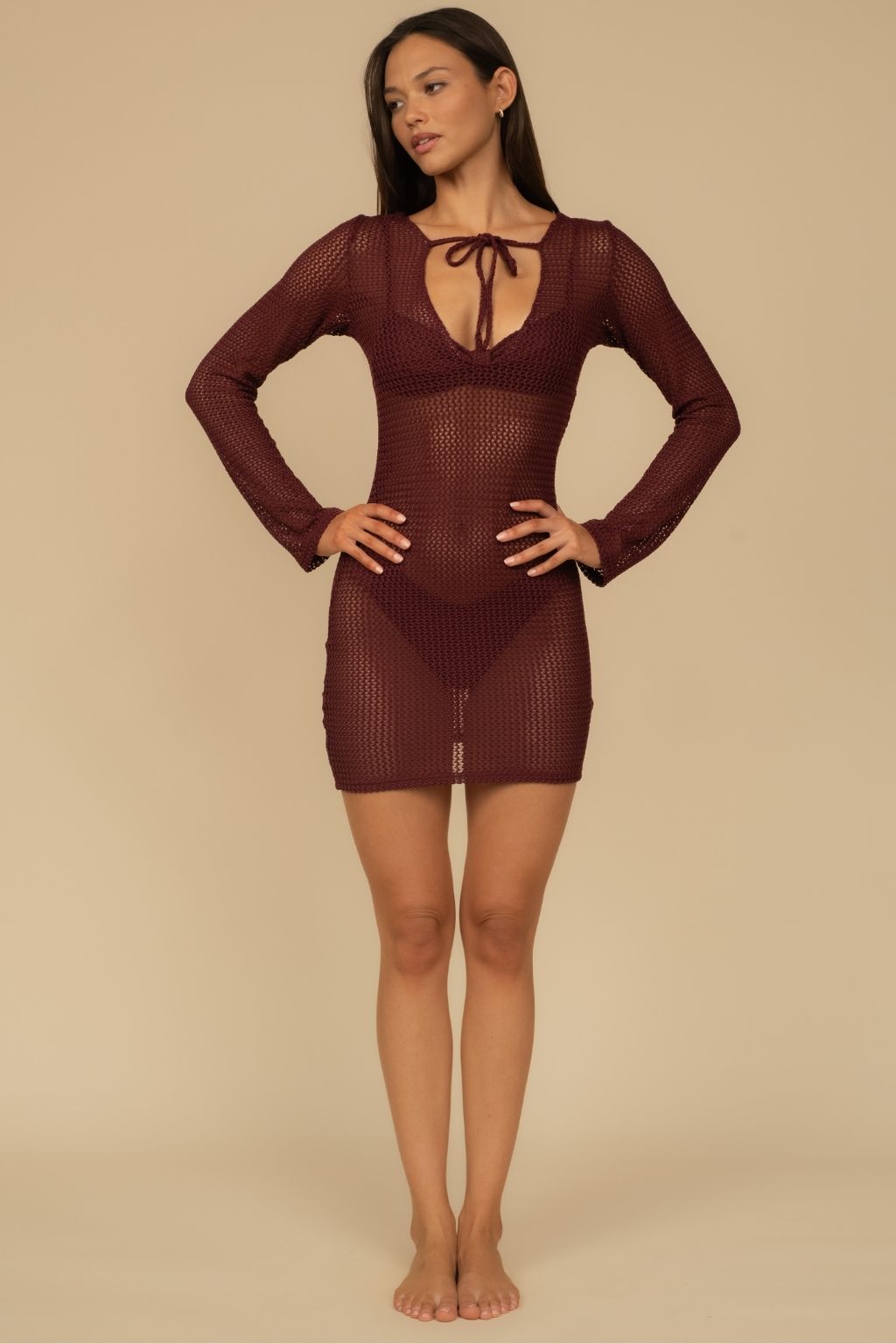 Maroon Crochet Sophia Dress