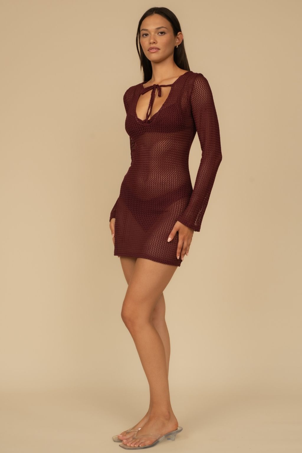 Maroon Crochet Sophia Dress