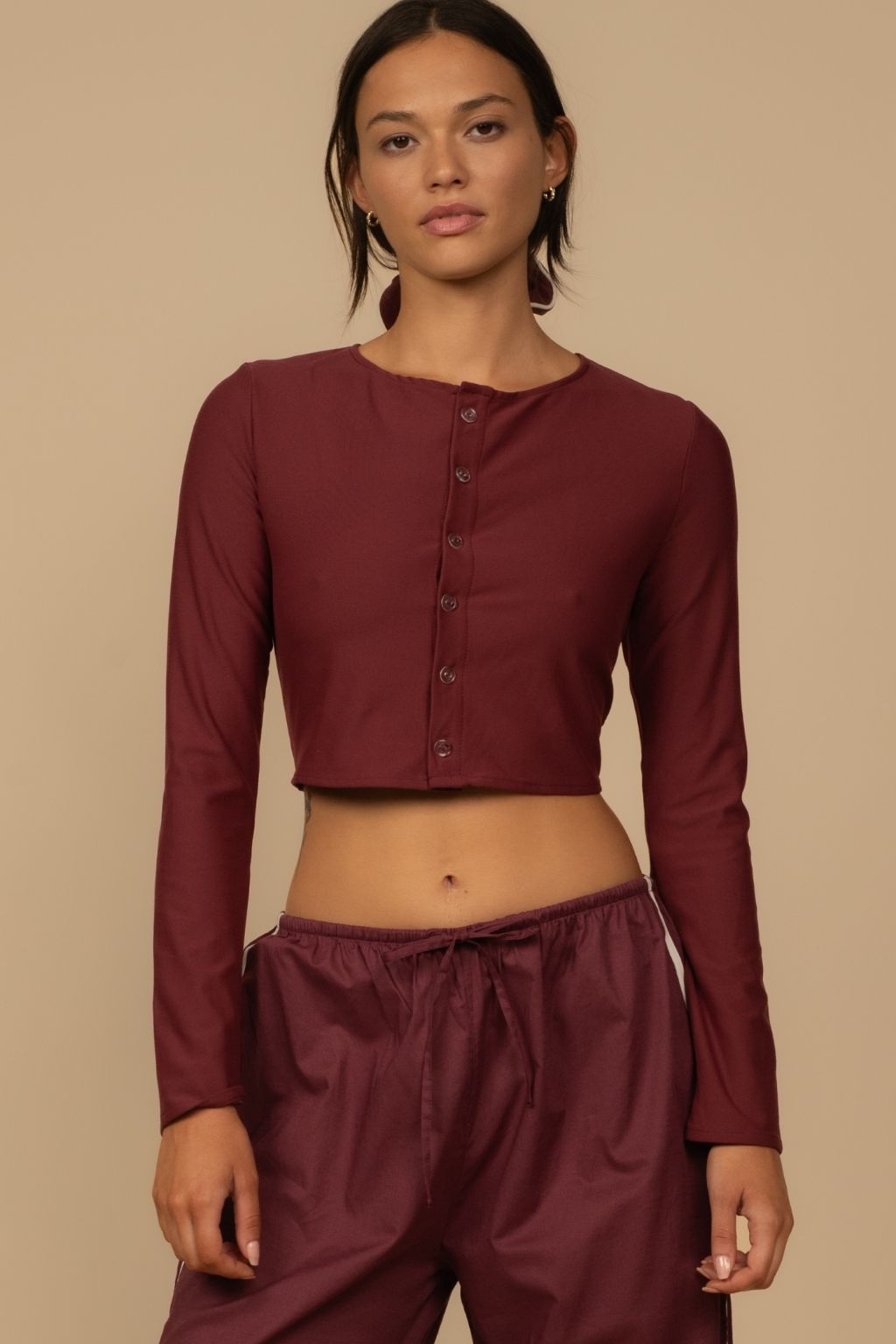 Maroon Button-Down Cardi