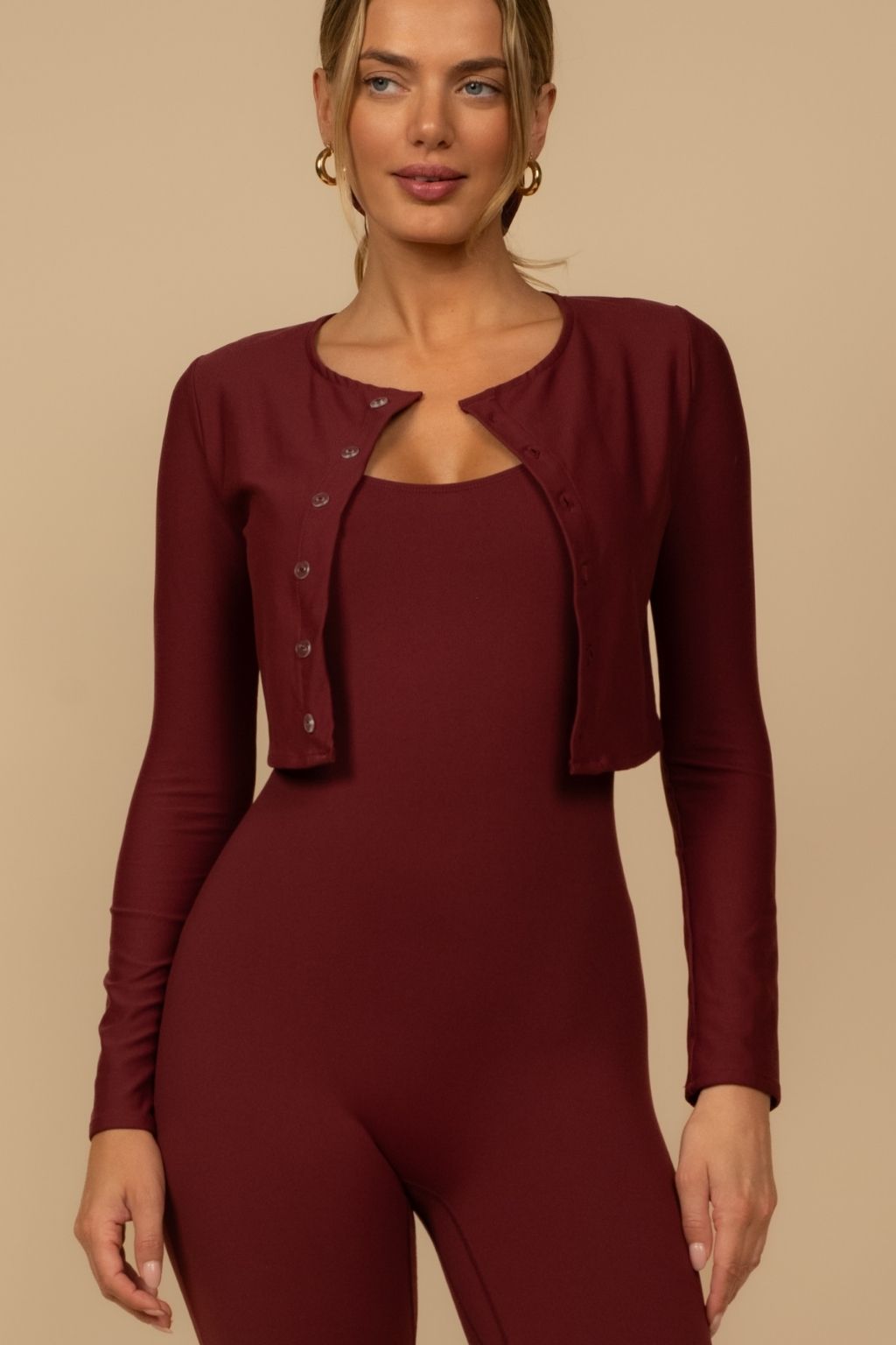 Maroon Button-Down Cardi