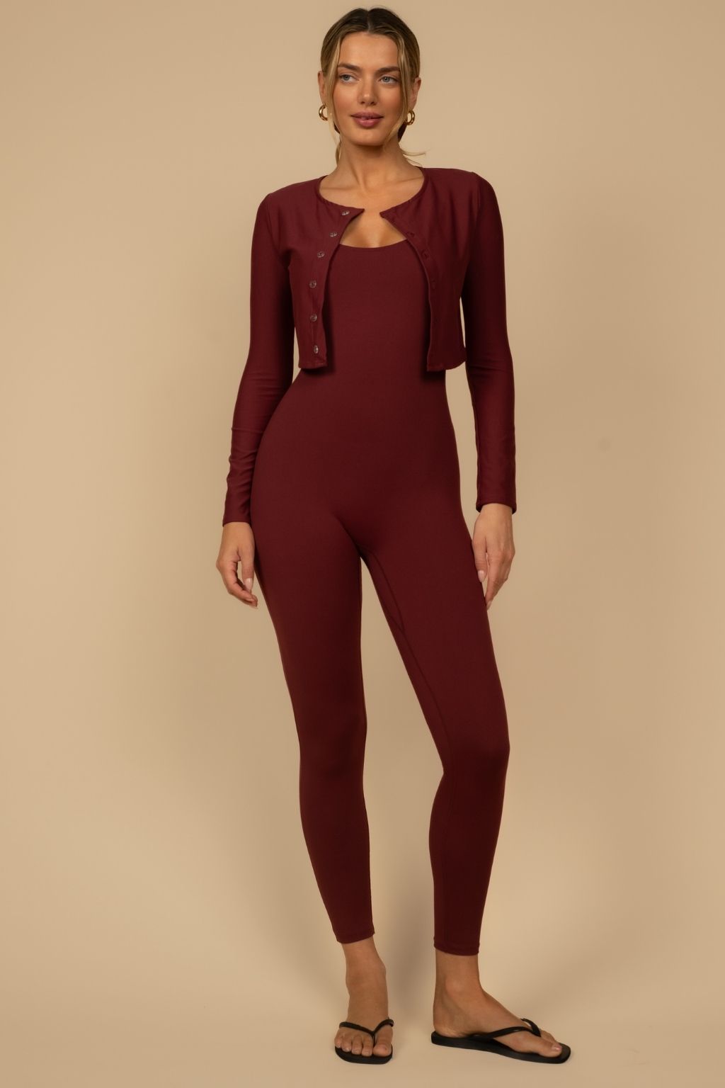 Maroon Button-Down Cardi