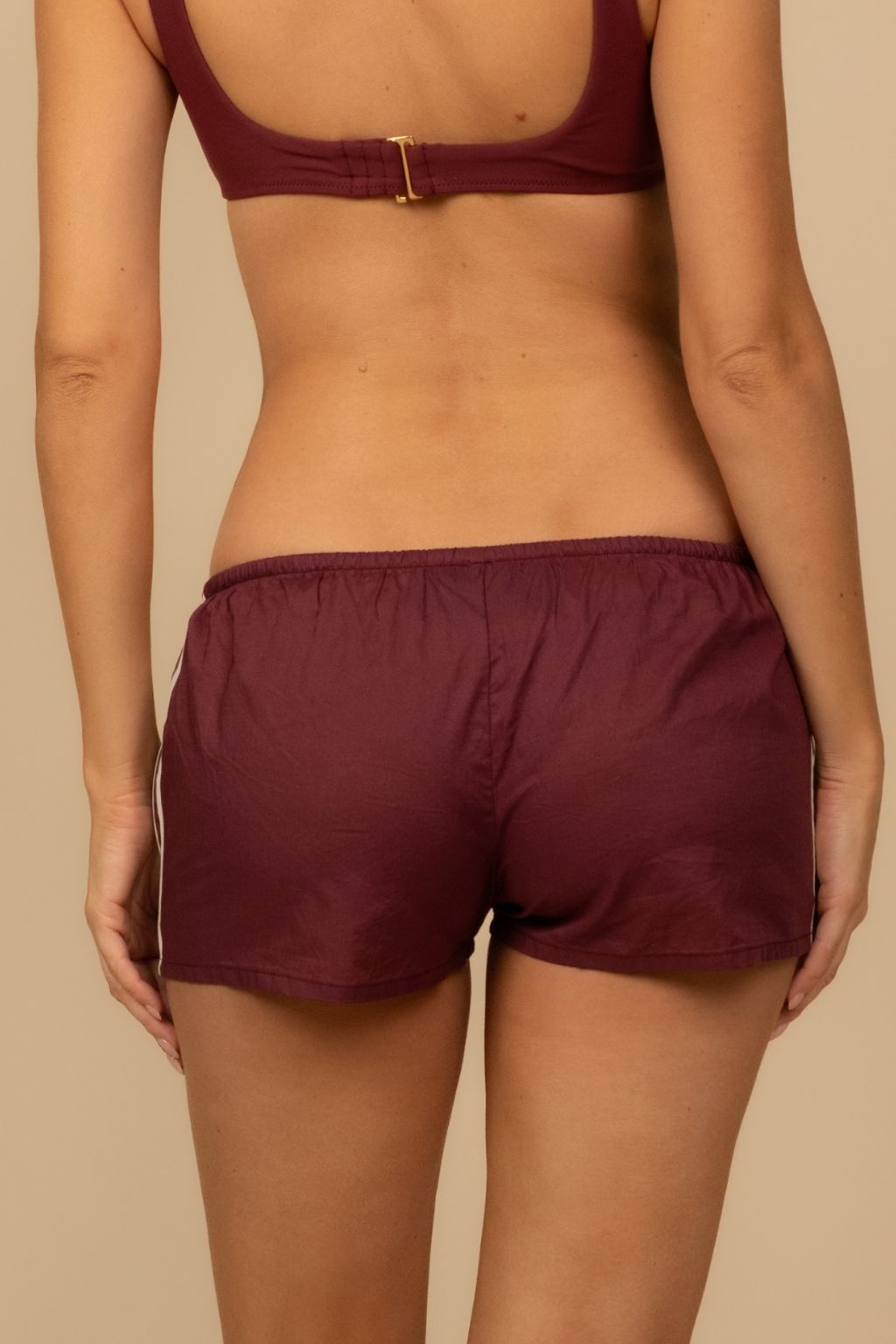 Maroon Sporty Low-Rise Drawstring Short