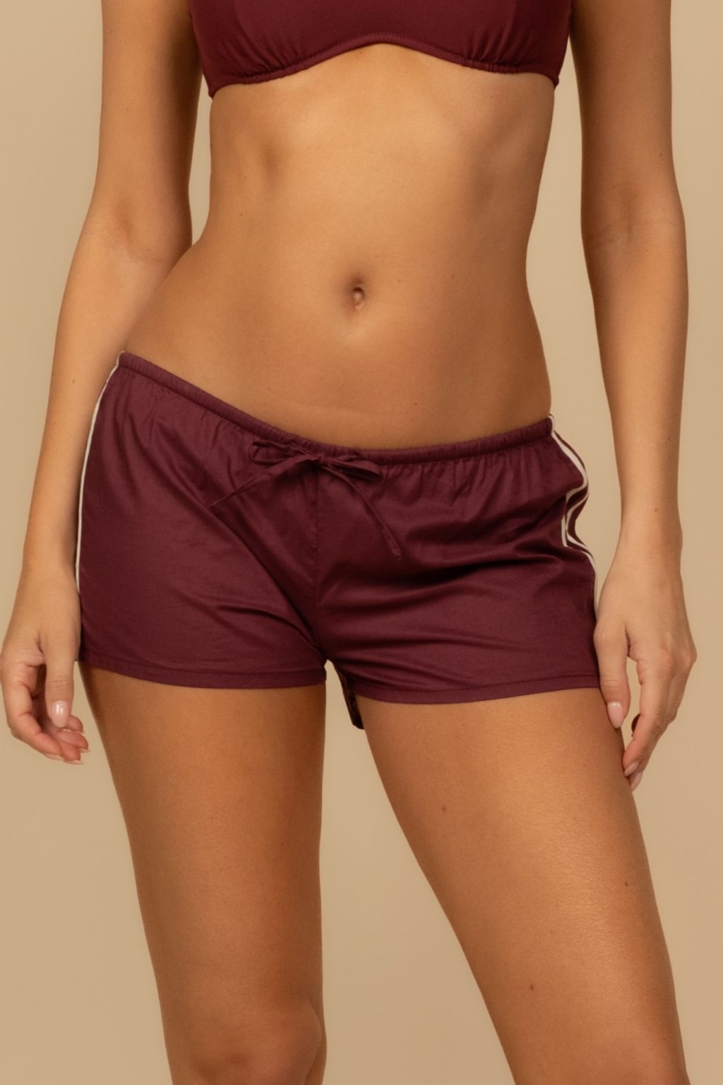 Maroon Sporty Low-Rise Drawstring Short