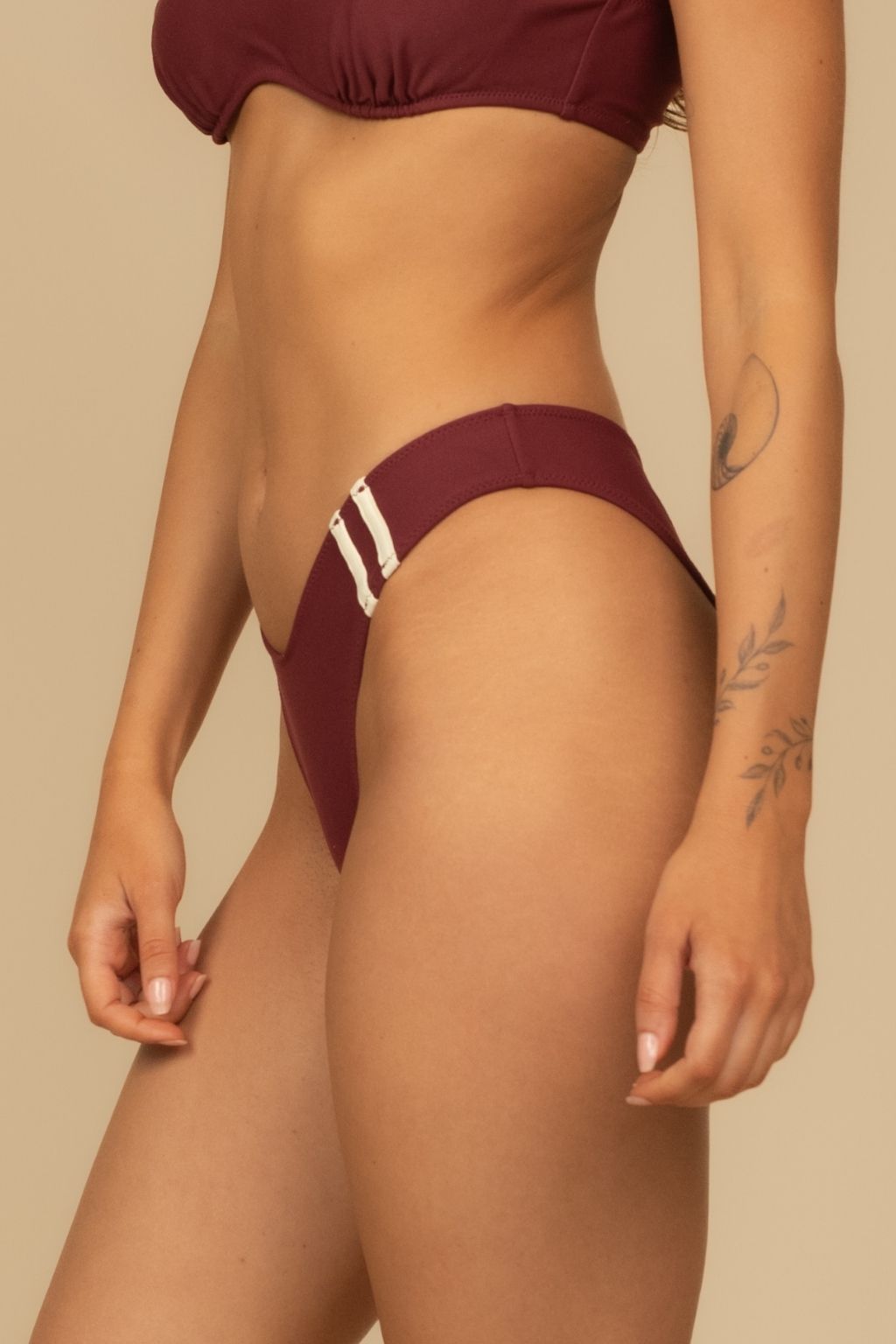Maroon Sporty Lulu (Zig-Zag Stitch) Bikini Bottom