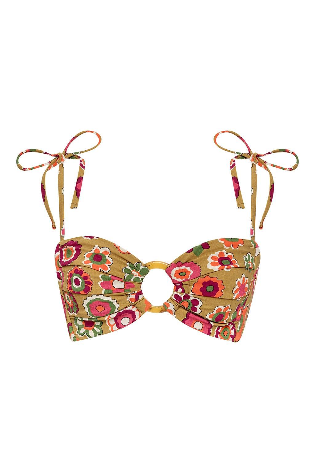 Mazzy Floral Tori Ties Bandeau Bikini Top