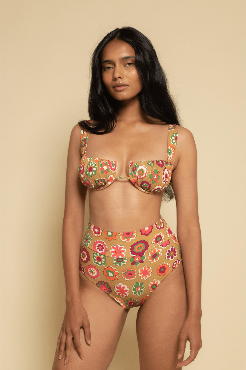 Mazzy Floral Added Coverage High Rise Bikini Bottom