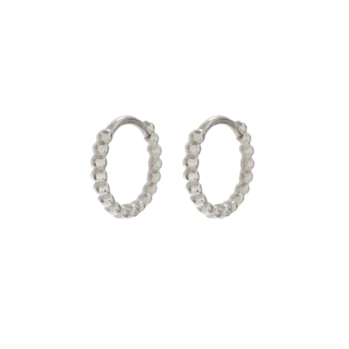 Mini Continuous Beaded Huggies (Silver)