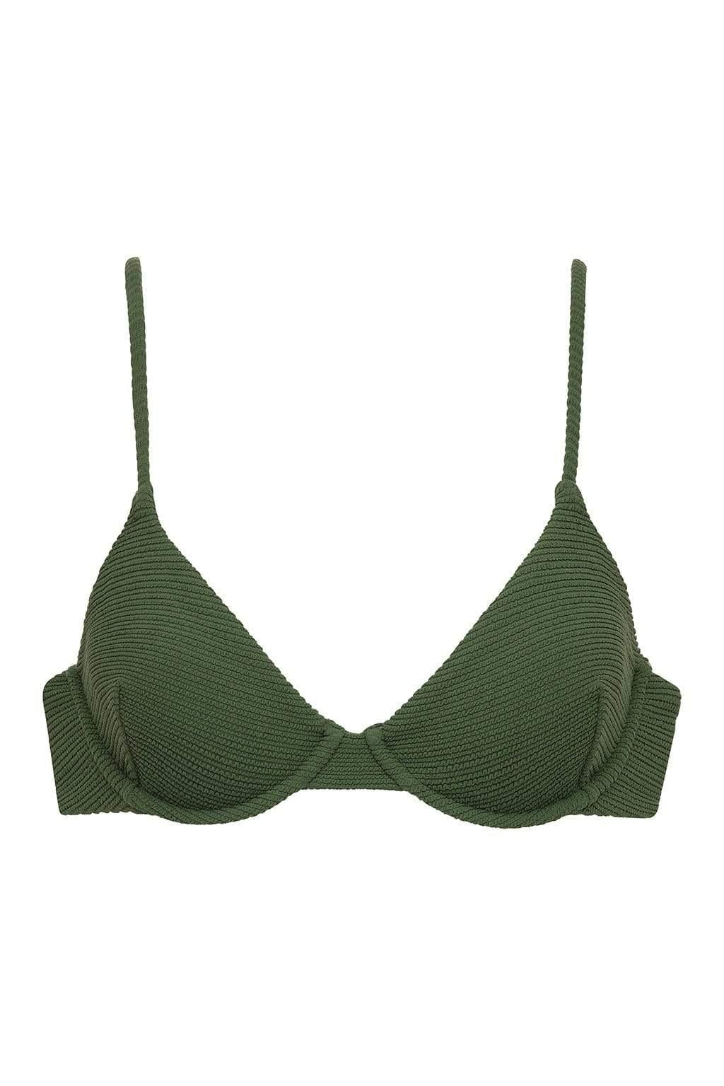 Olive Micro Scrunch Dainty Bikini Top