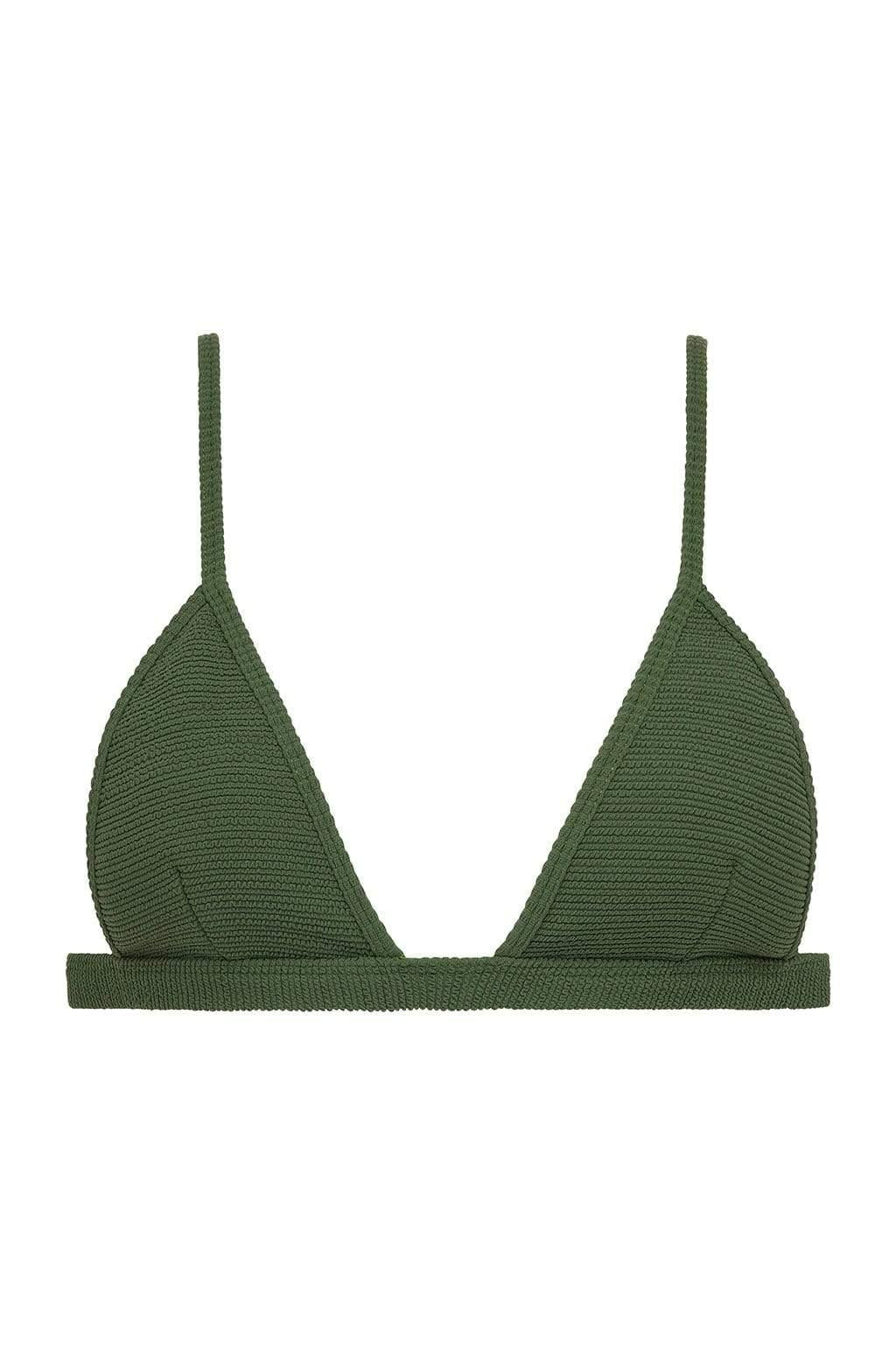 Olive Micro Scrunch Hunter Triangle Bikini Top