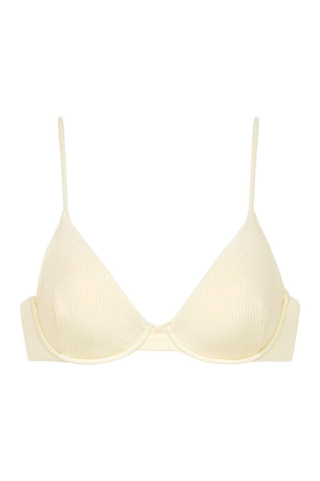 Cream Rib Dainty Bikini Top