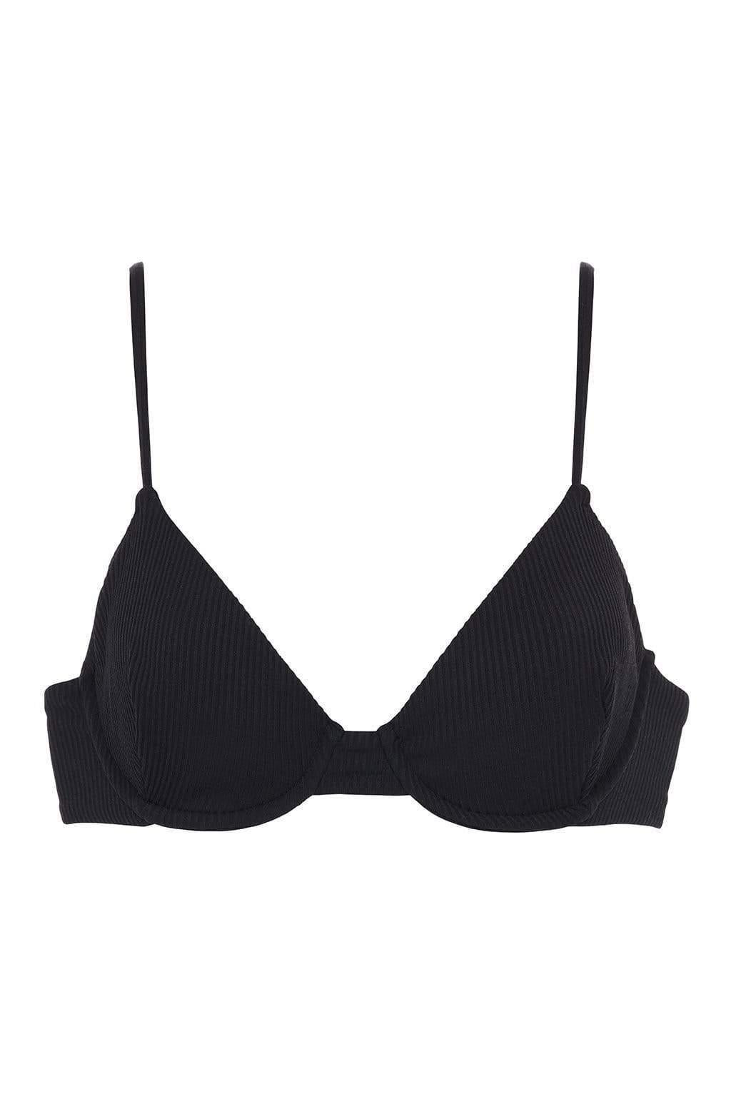 Black Rib Dainty Bikini Top