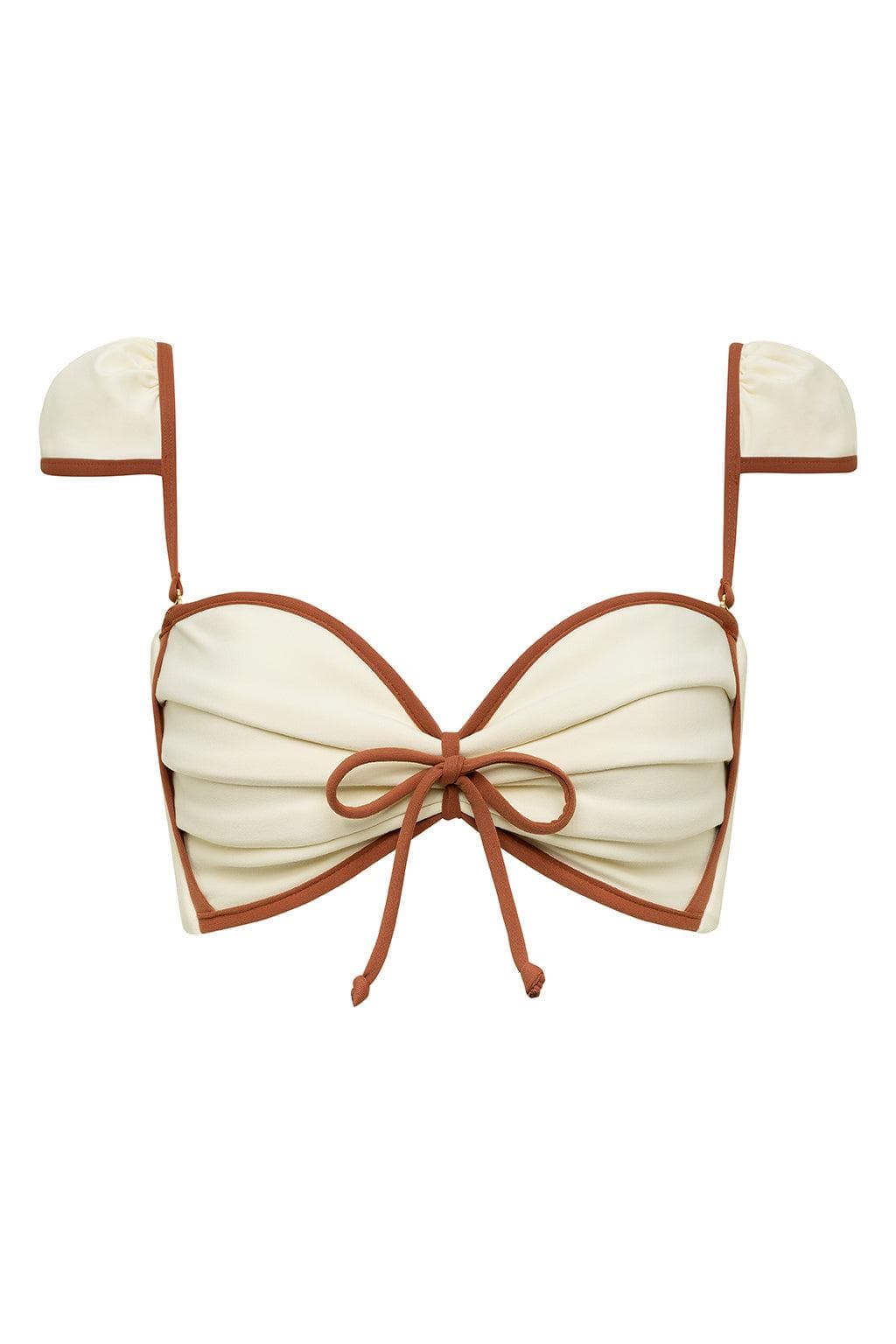 Oat Terracotta Binded Cabana Bows Bikini Top