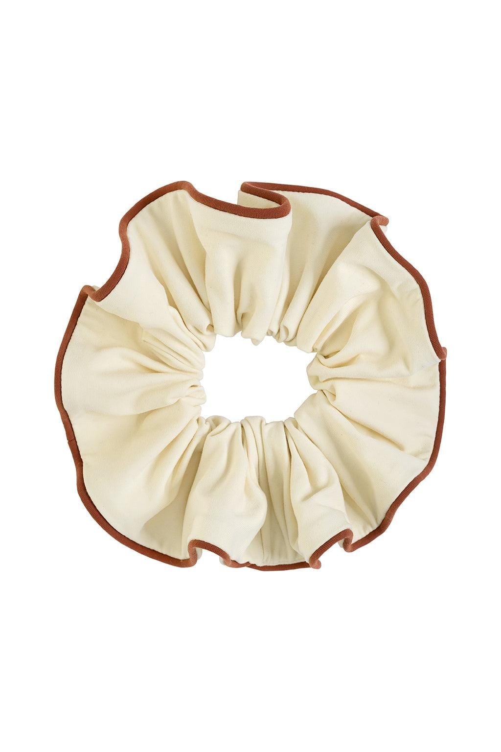 Oat Terracotta Binded Piped Chunky Scrunchie