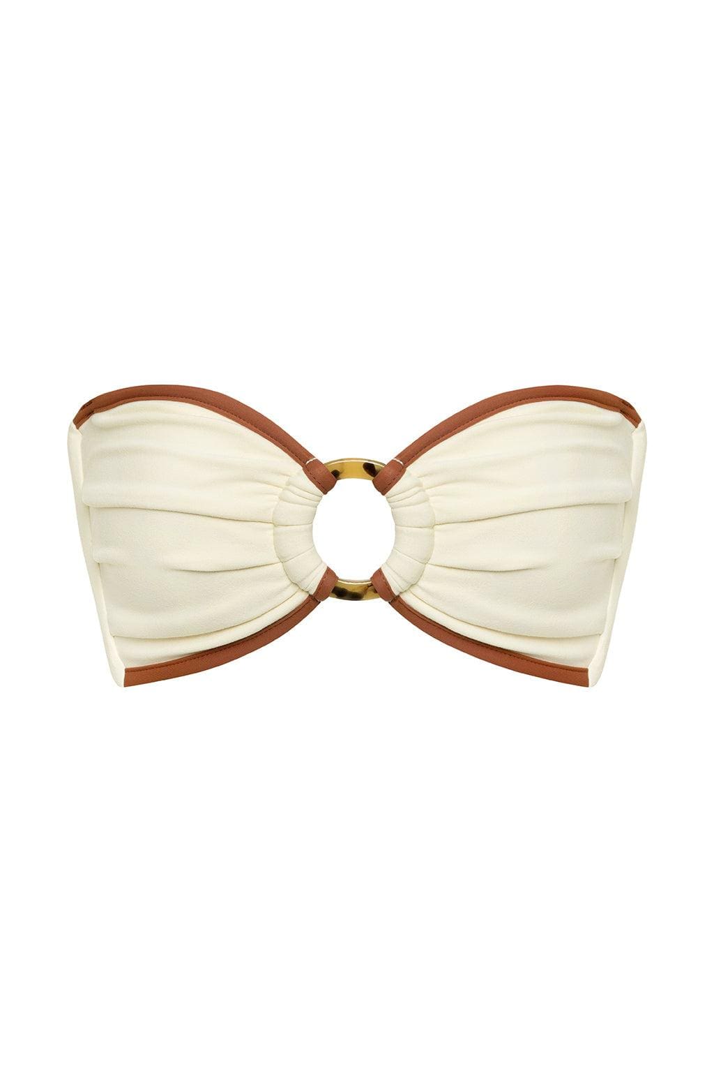 Oat Terracotta Binded Tori Ties Bandeau Bikini Top