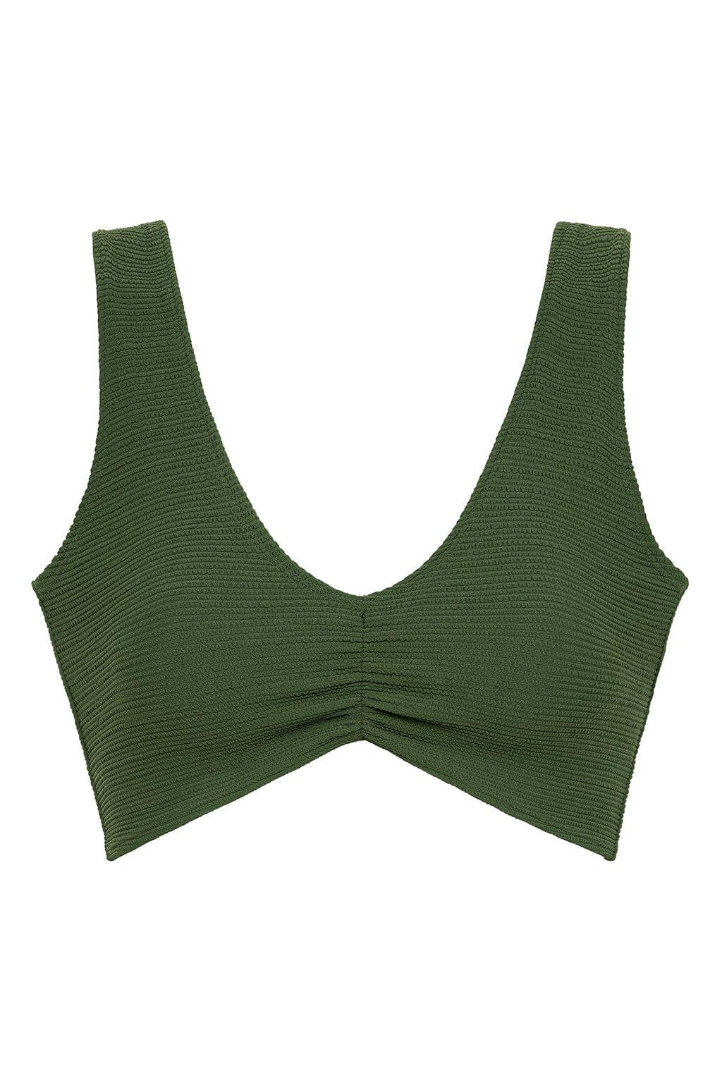 Olive Micro Scrunch Kim Variation Bikini Top