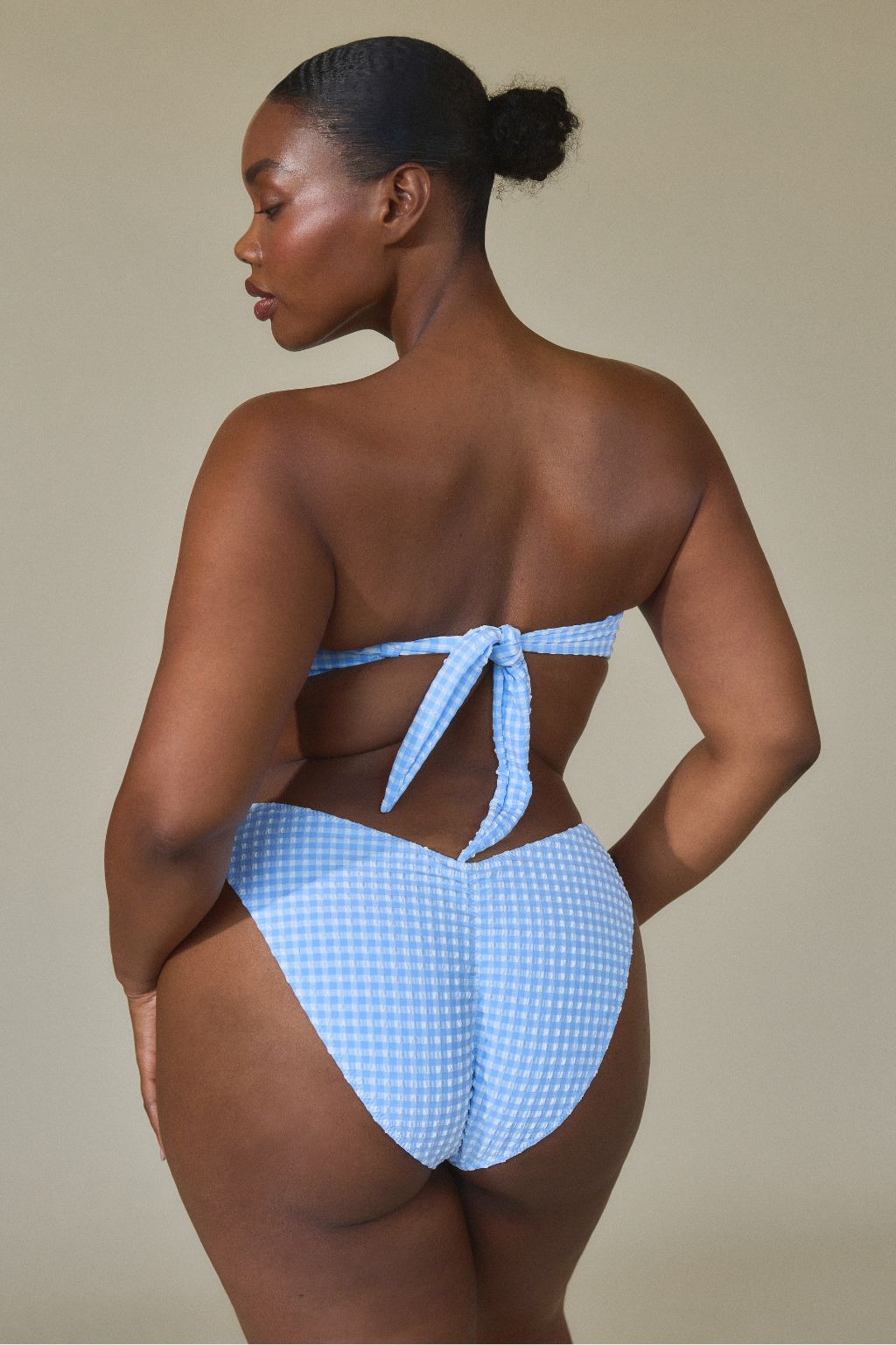 Peri Micro Gingham Added Coverage Lulu (Zig-Zag Stitch) Bikini Bottom