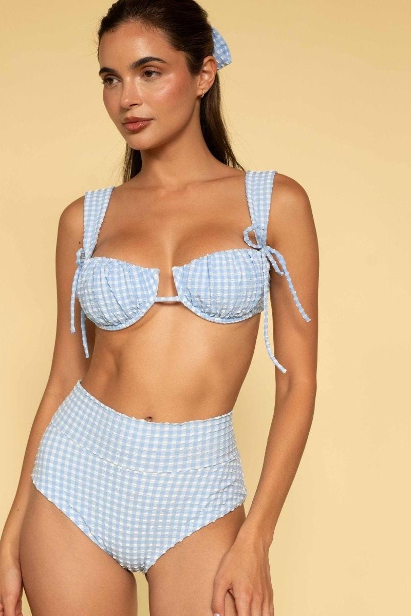 Peri Micro Gingham Petal (Wide Straps) Bikini Top