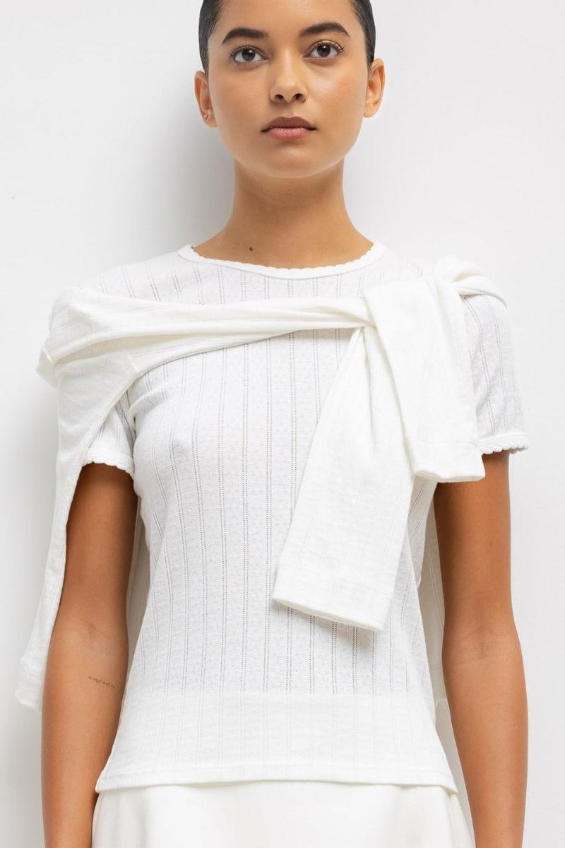 Pointelle Slim Fit Tee (White)