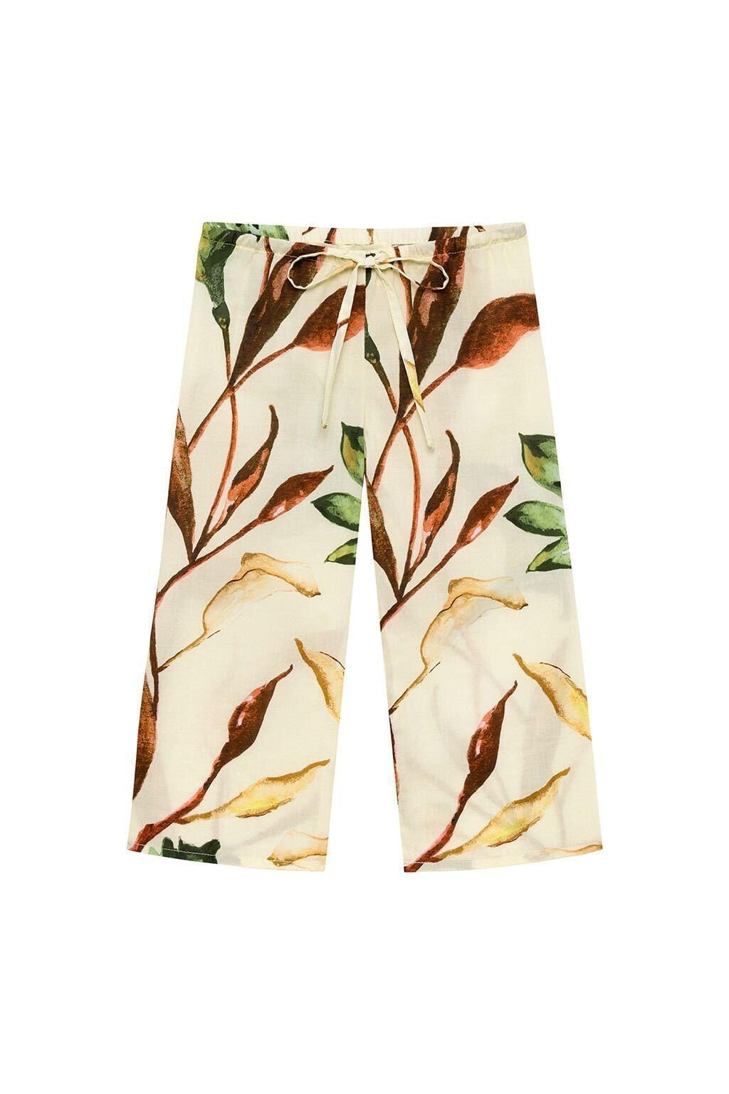 Rooted Floral Mini Drawstring Wide-Leg Pant