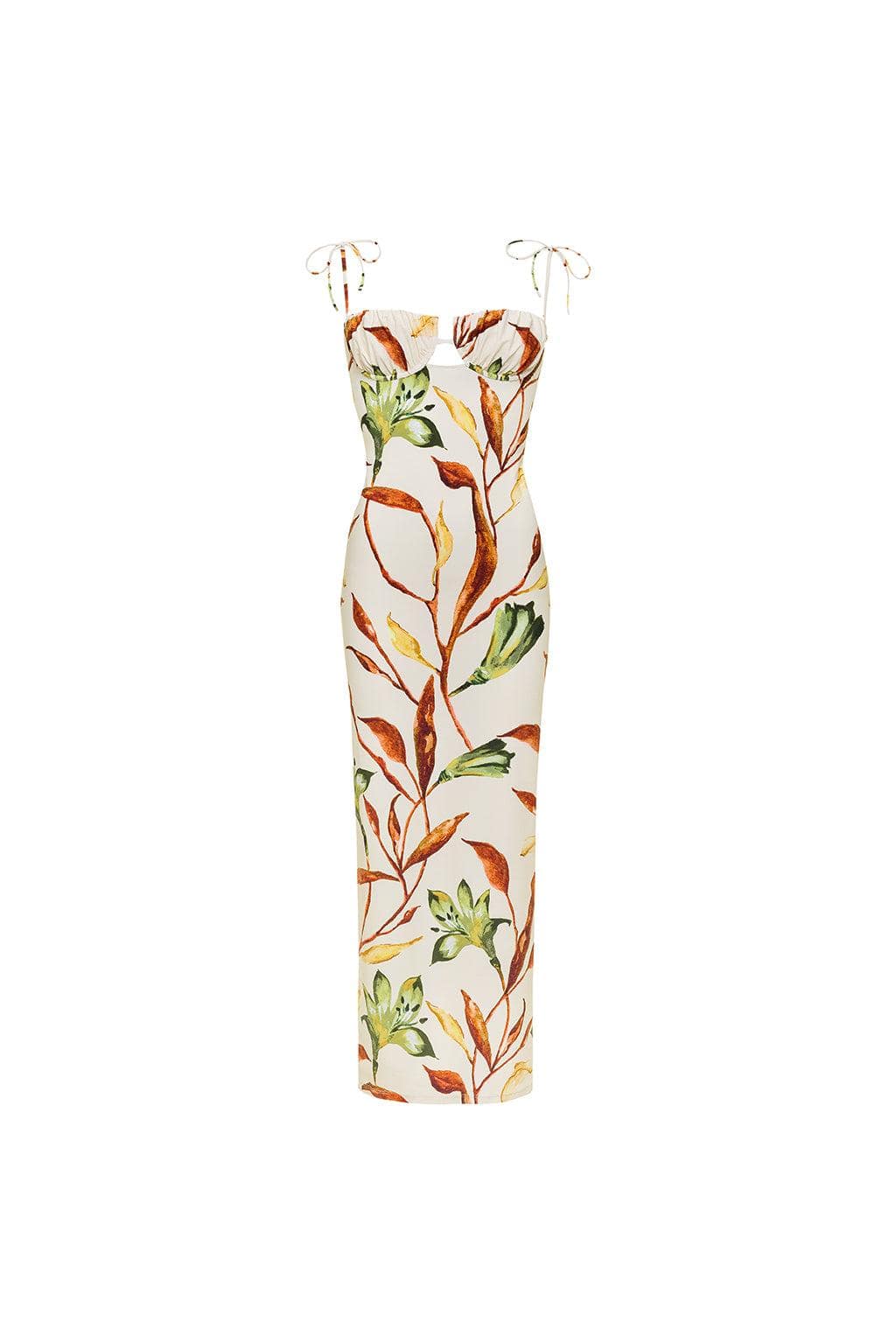 Rooted Floral Petal Long Slip Dress