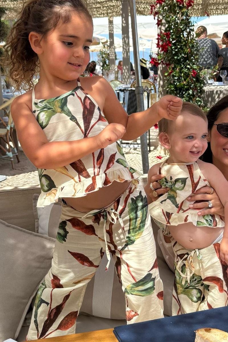 Rooted Floral Mini Drawstring Wide-Leg Pant