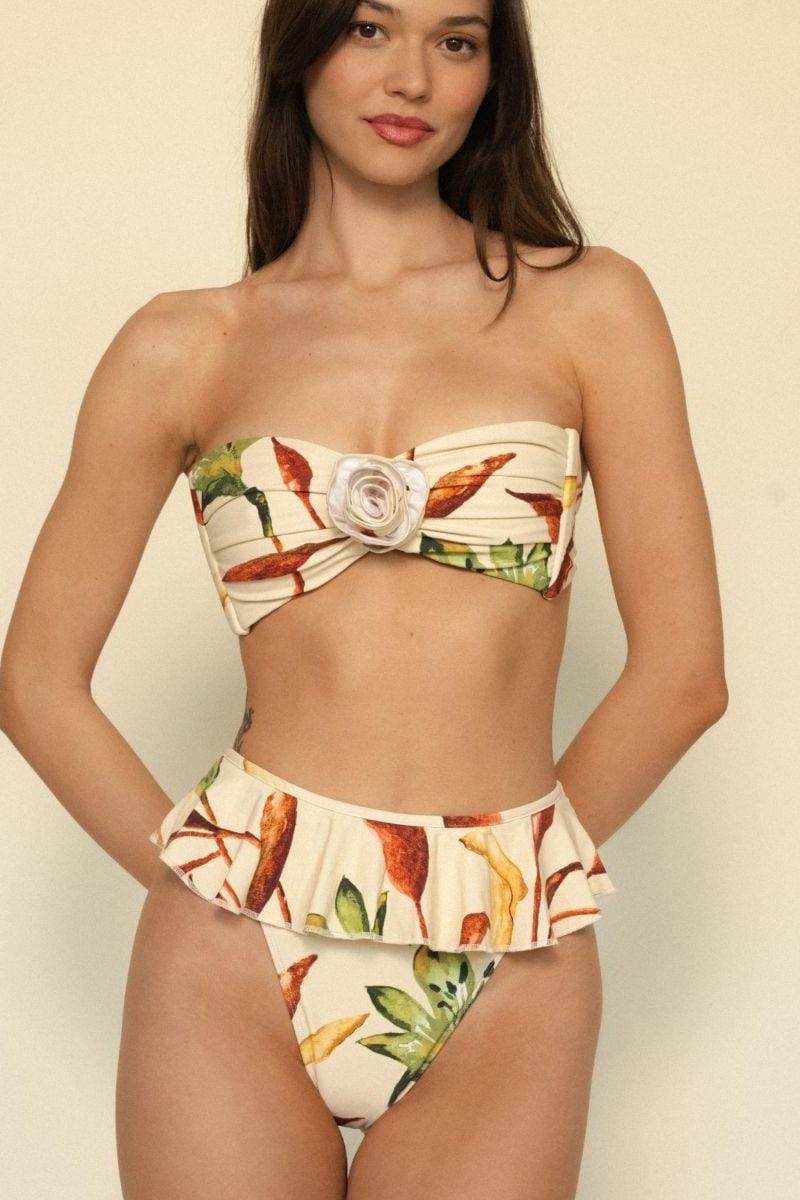 Rooted Floral Rosa Bandeau Bikini Top