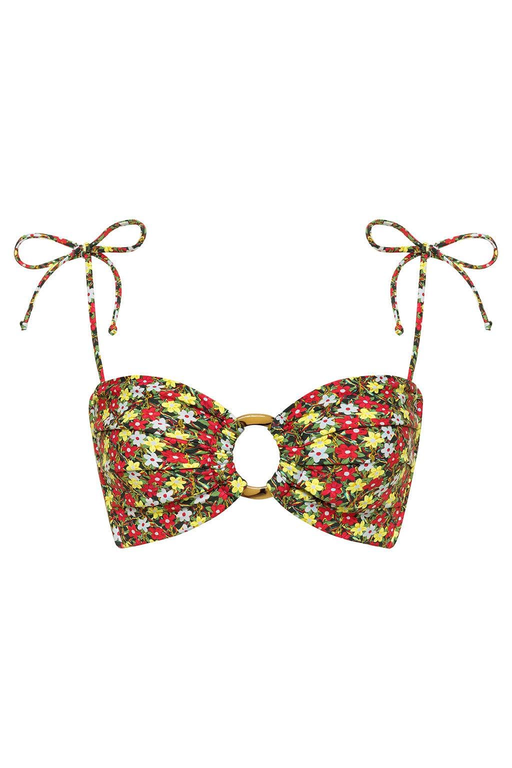 Sienna Floral Tori Ties Bandeau Bikini Top