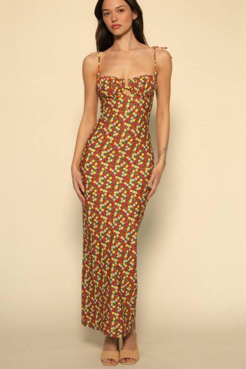 Sienna Floral Petal Long Slip Dress
