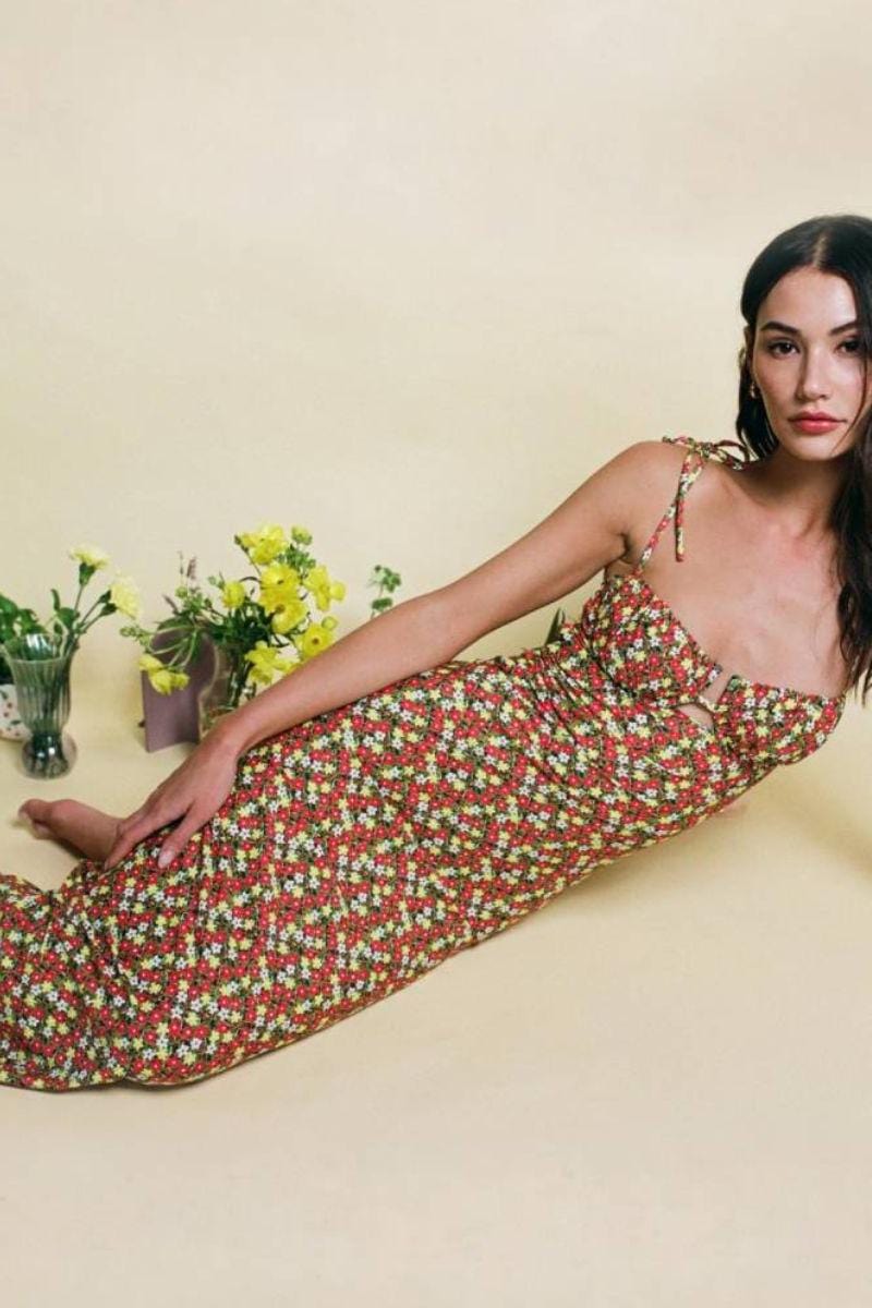 Sienna Floral Petal Long Slip Dress