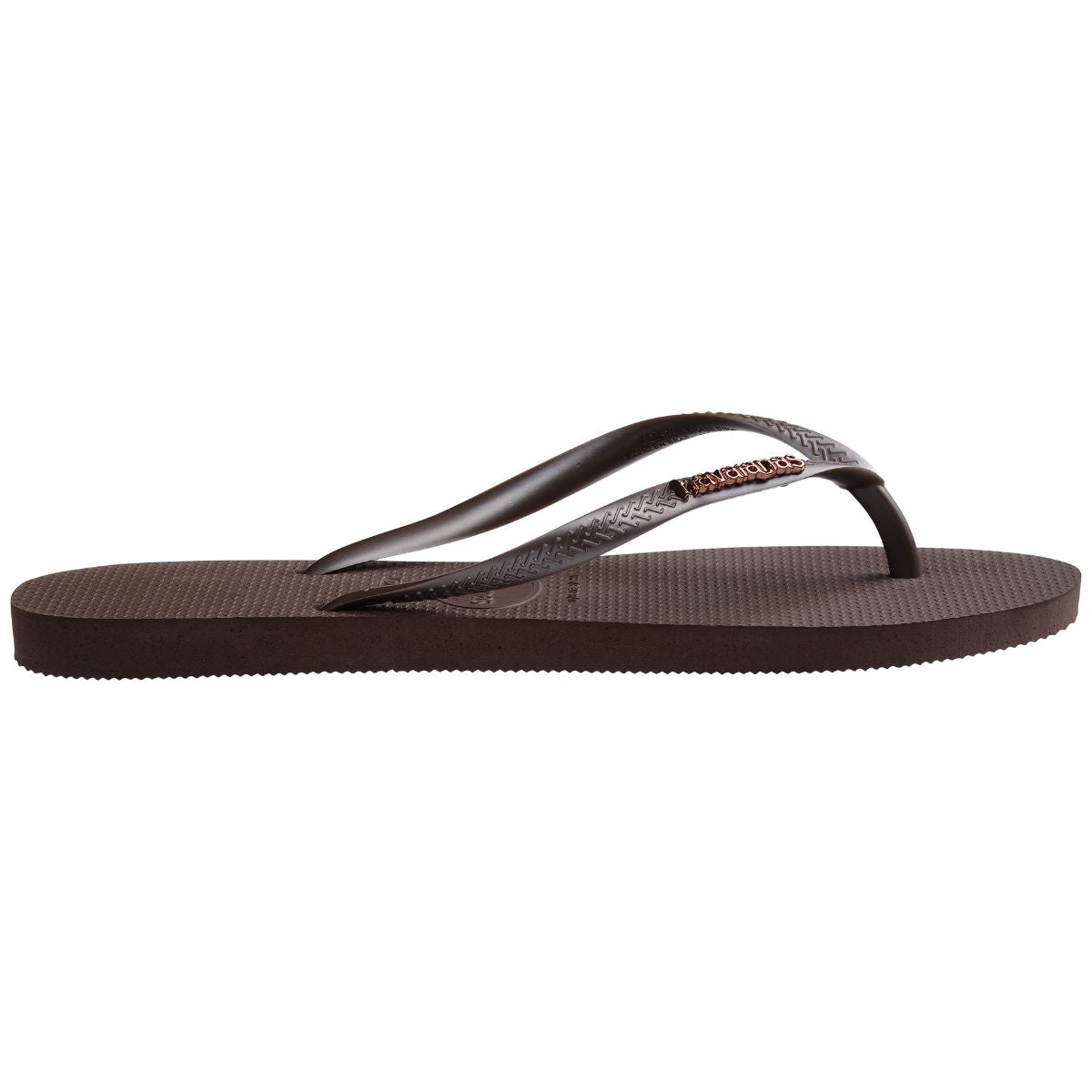 Slim Logo Metallic Sandal (Dark Brown)