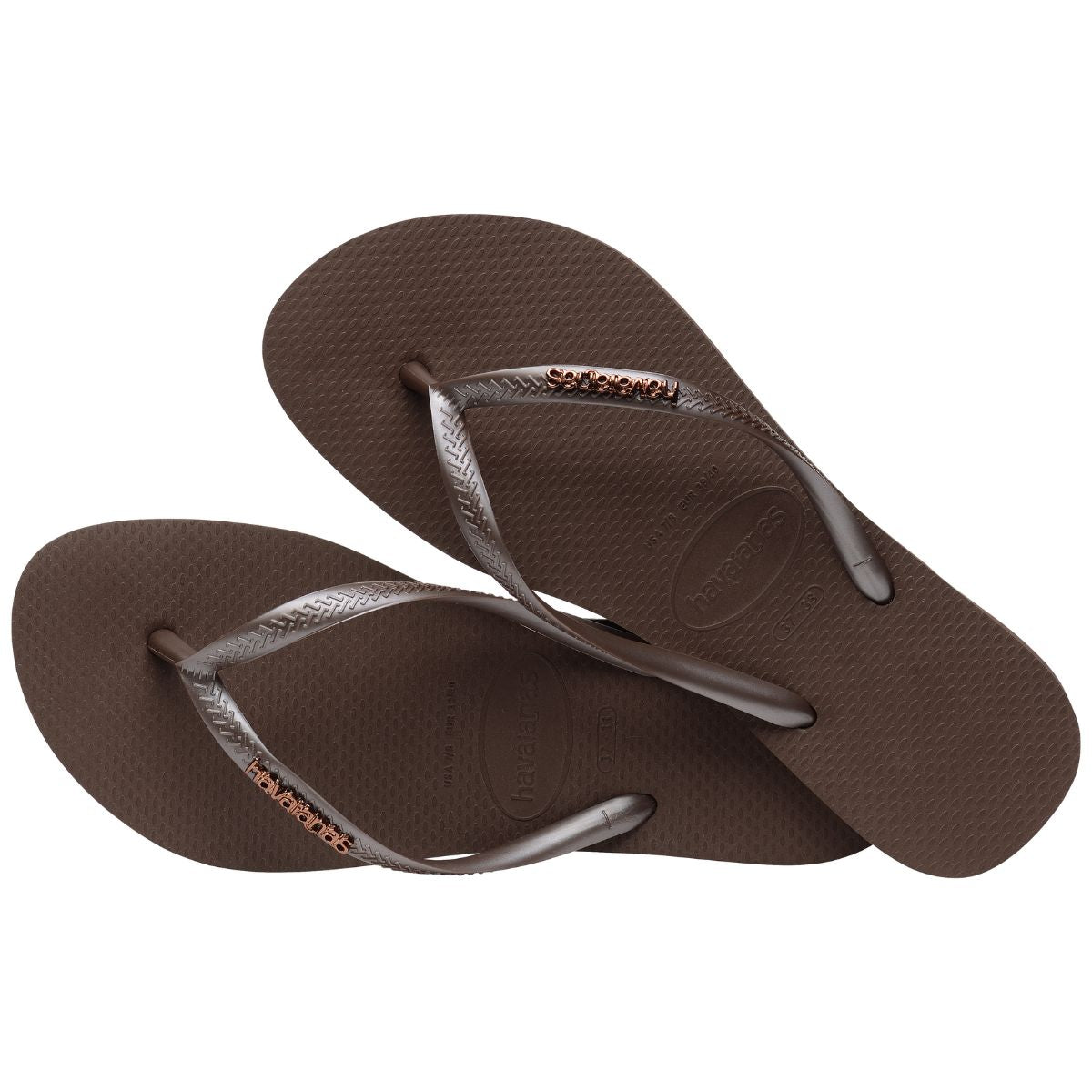 Slim Logo Metallic Sandal (Dark Brown)