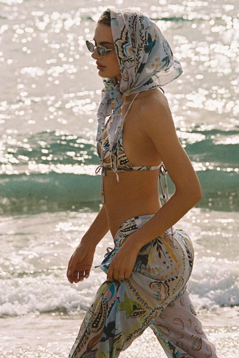 St. Barths Floral Drawstring Wide-Leg Pant