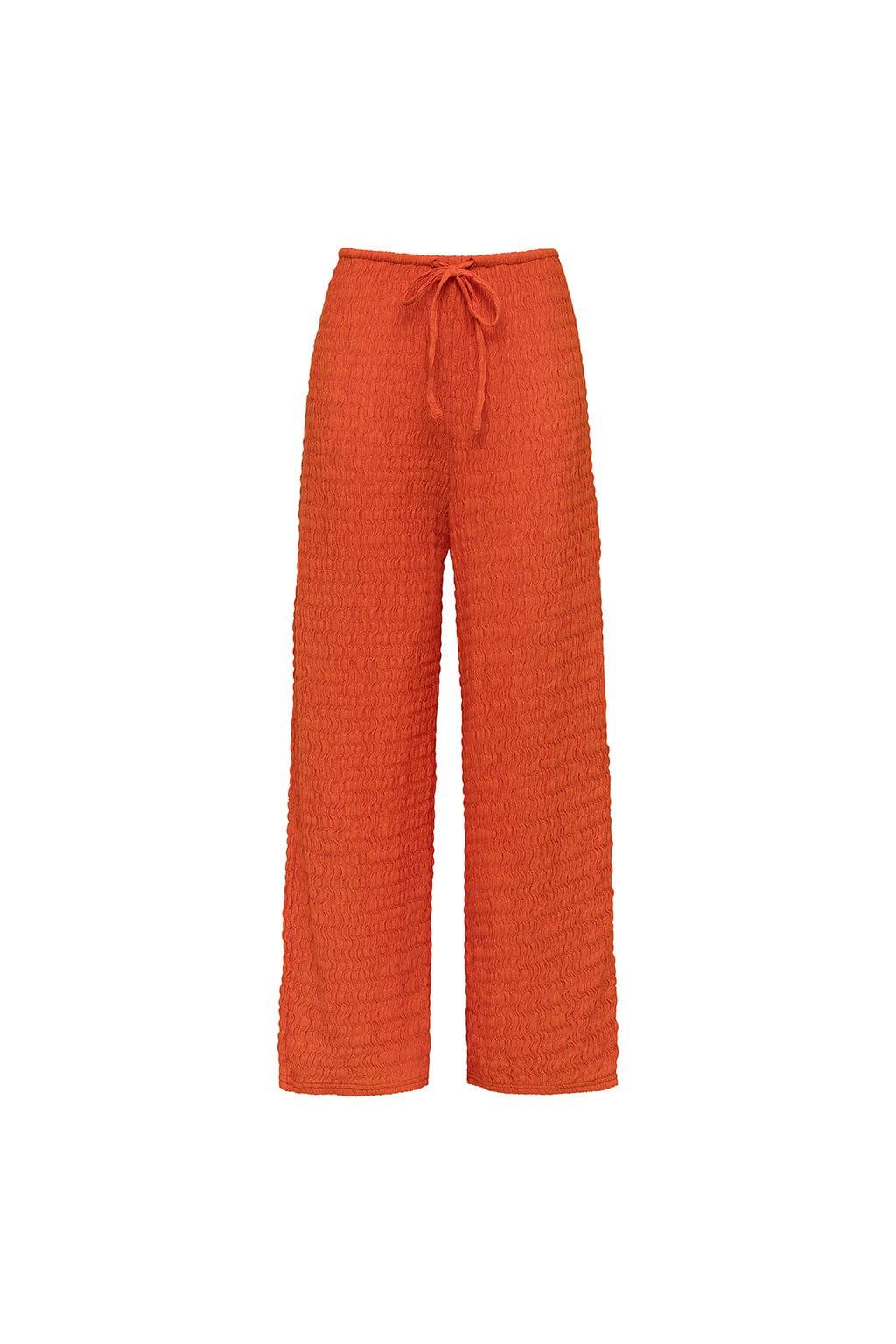 Tangerine Drawstring Wide Leg Pant