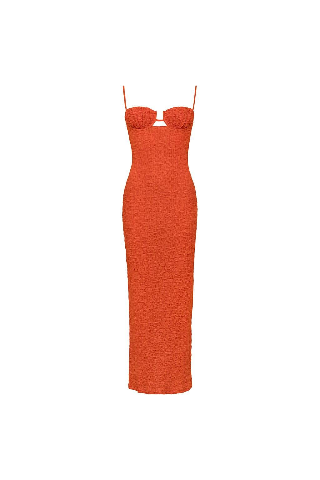 Tangerine Petal Long Slip Dress