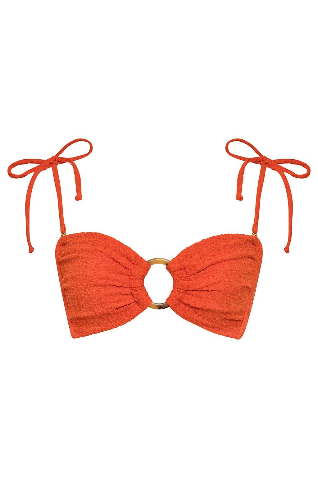 Tangerine Tori Ties Bandeau Bikini Top