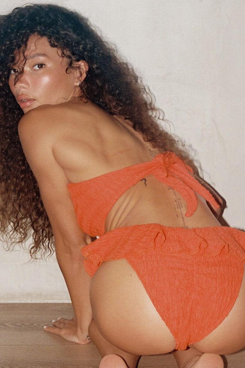 Tangerine Tori Ties Bandeau Bikini Top