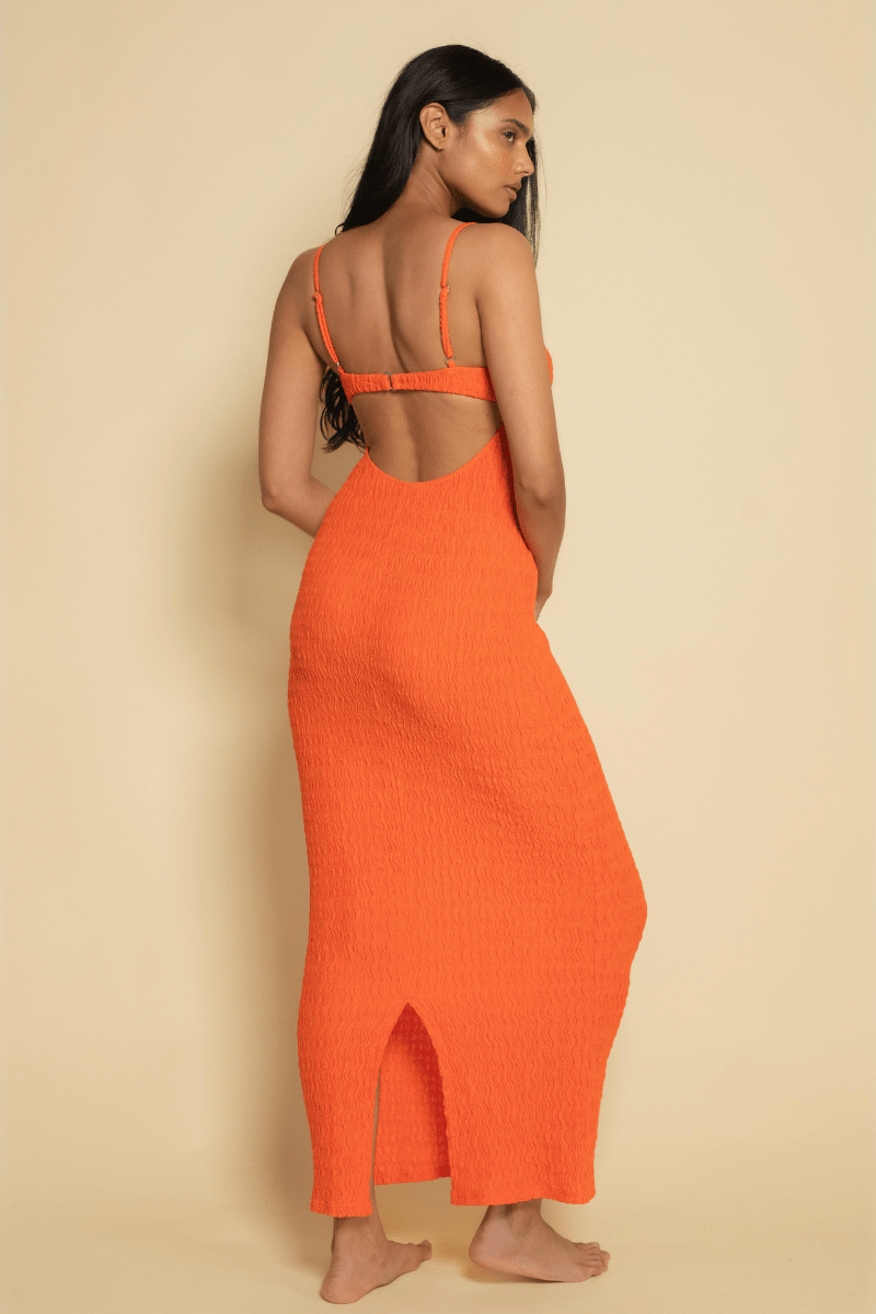 Tangerine Petal Long Slip Dress