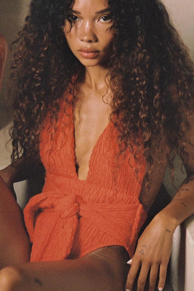 Tangerine Tropez Tie-Up One-Piece