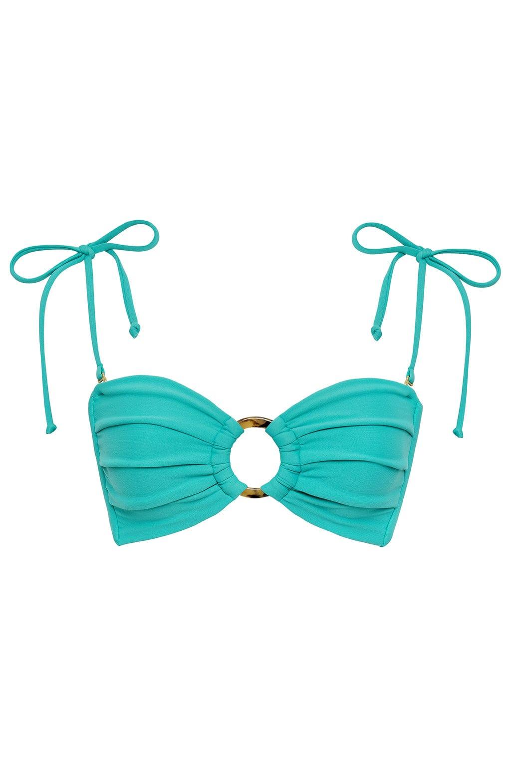 Teal Tori Ties Bandeau Bikini Top