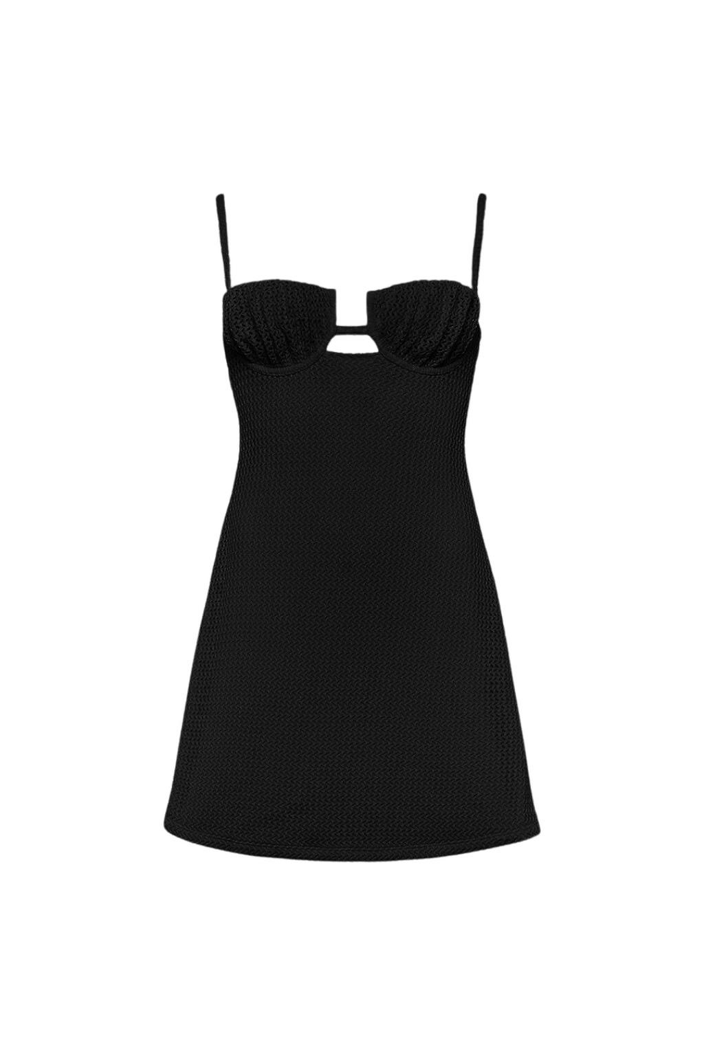 Black Crochet Petal Short Slip Dress