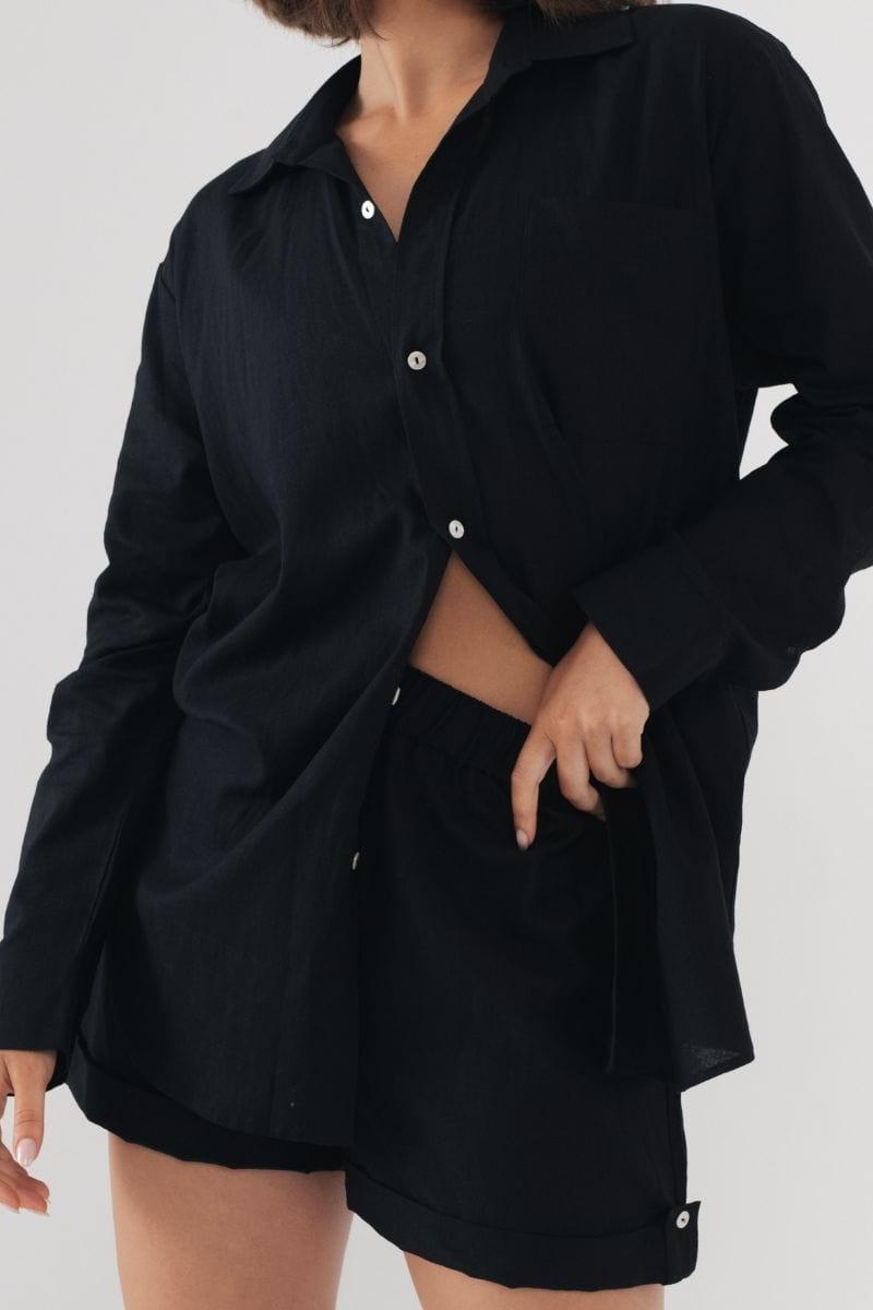 Black Long Sleeve Button Down Shirt