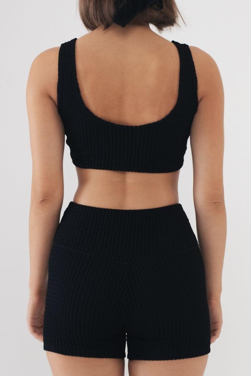 Black Crochet Midi Bike Short