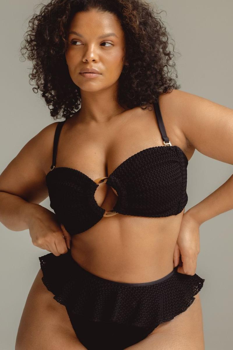 Black Crochet Tori Bandeau Bikini Top